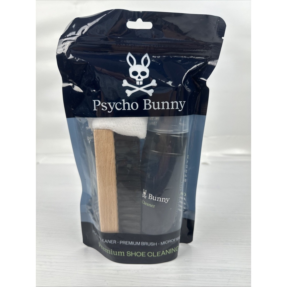 Psycho Bunny Premium Shoe Cleaning Kit Foam Cleaner Brush Cloth New Rare Unique
